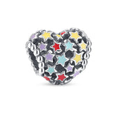 Heart With Colorful Stars Charm
